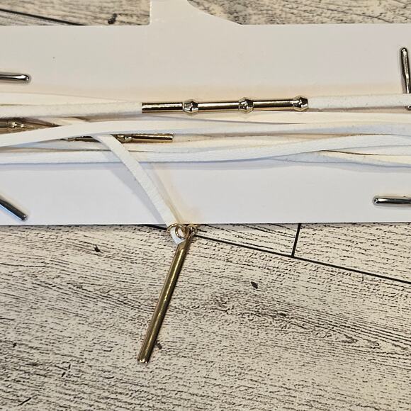 Ettika White Vegan Suede Wrap Necklace Multi-Strand Gold-Tone Festival Boho - Picture 3 of 5